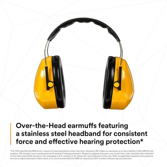 Peltor™ Optime 98 Over-the-Head Earmuffs, H9A, black/yellow - Picture 4 of 8